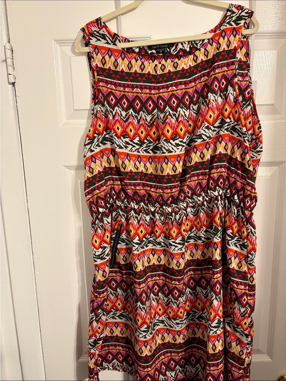 New Look Multicolor Tribal Print Summer Dress Size 3X Pit to Pit 27 inches